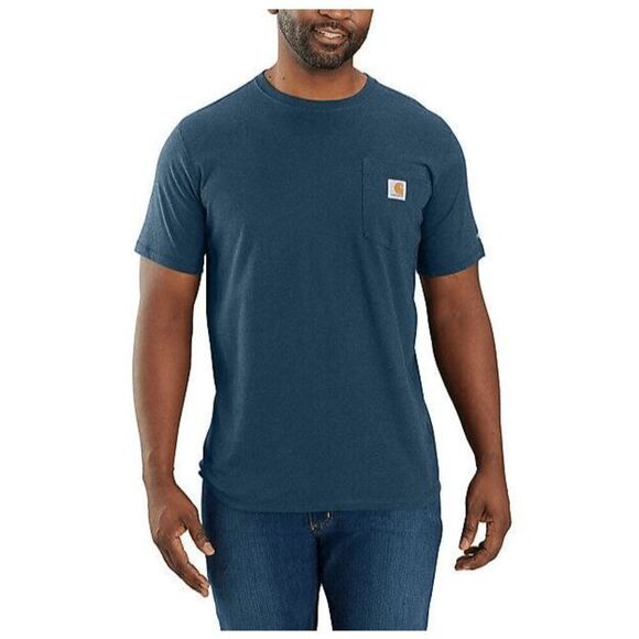 Carhartt Force® Relaxed Fit Short-Sleeve Pocket T-Shirt Light Huron Heather Blue - Picture 1 of 9